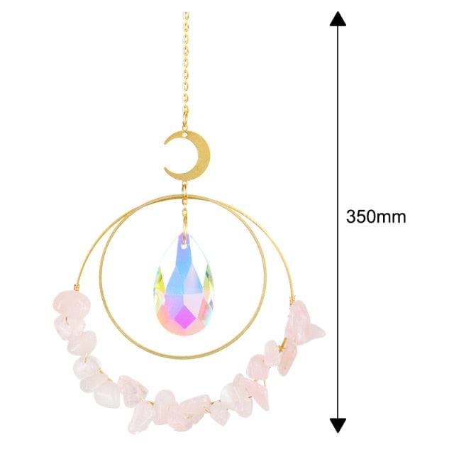 Hanging Sun Catcher Moon Light With Chain Pendant Ornament Crystal Balls Catcher Wind-chime Rainbow Maker Crystal Hanging Window Curtain Chandelier Outdoor Garden Home Decor Christmas Day Party Wedding Decoration