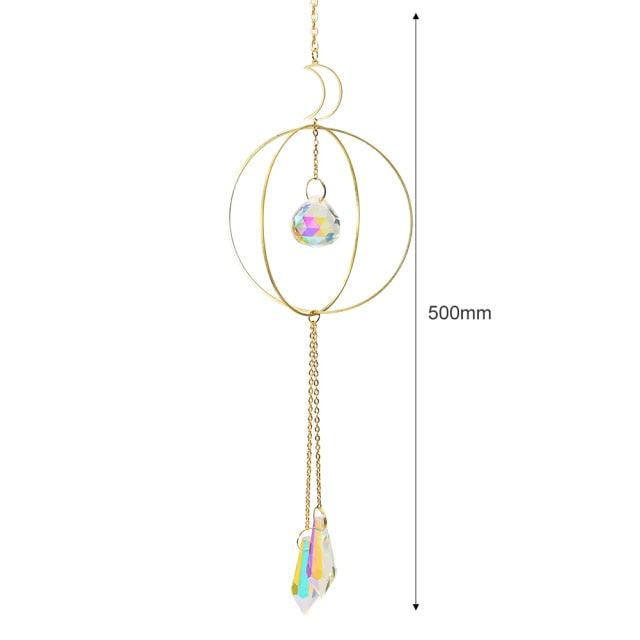 Hanging Sun Catcher Moon Light With Chain Pendant Ornament Crystal Balls Catcher Wind-chime Rainbow Maker Crystal Hanging Window Curtain Chandelier Outdoor Garden Home Decor Christmas Day Party Wedding Decoration