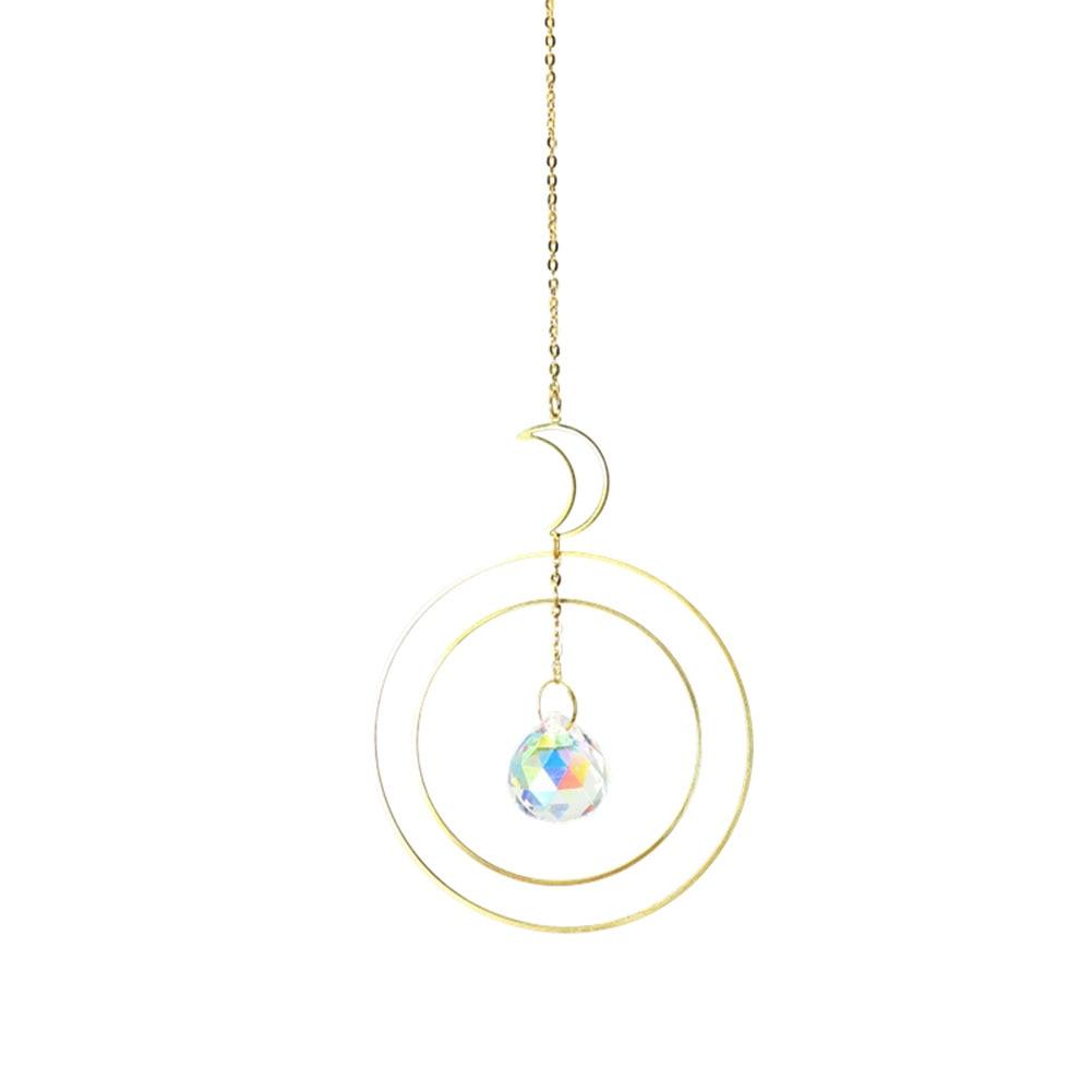 Hanging Sun Catcher Moon Light With Chain Pendant Ornament Crystal Balls Catcher Wind-chime Rainbow Maker Crystal Hanging Window Curtain Chandelier Outdoor Garden Home Decor Christmas Day Party Wedding Decoration
