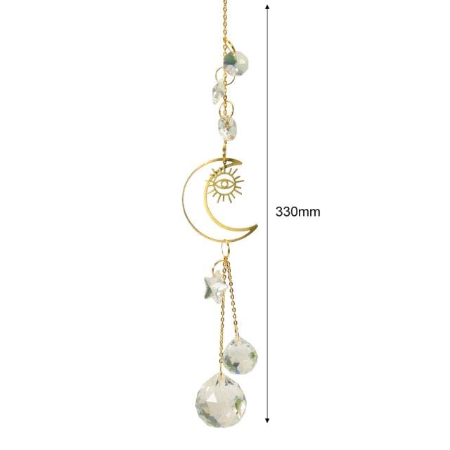Hanging Sun Catcher Moon Light With Chain Pendant Ornament Crystal Balls Catcher Wind-chime Rainbow Maker Crystal Hanging Window Curtain Chandelier Outdoor Garden Home Decor Christmas Day Party Wedding Decoration
