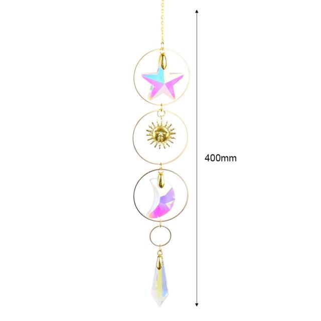 Hanging Sun Catcher Moon Light With Chain Pendant Ornament Crystal Balls Catcher Wind-chime Rainbow Maker Crystal Hanging Window Curtain Chandelier Outdoor Garden Home Decor Christmas Day Party Wedding Decoration