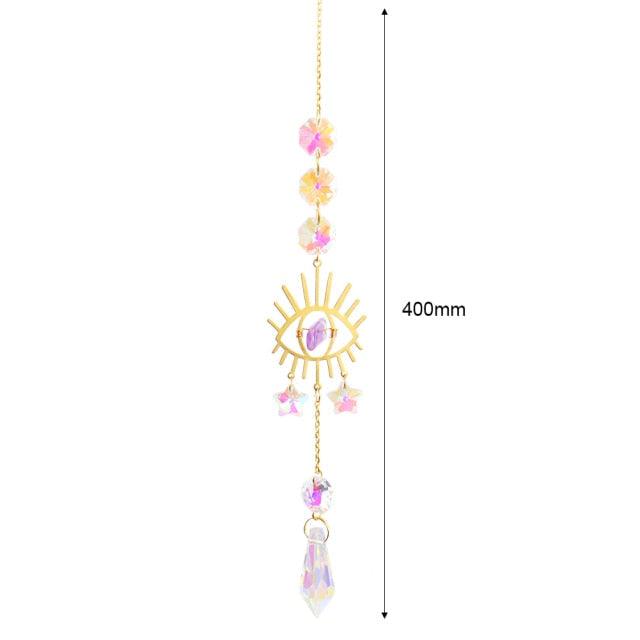 Hanging Sun Catcher Moon Light With Chain Pendant Ornament Crystal Balls Catcher Wind-chime Rainbow Maker Crystal Hanging Window Curtain Chandelier Outdoor Garden Home Decor Christmas Day Party Wedding Decoration