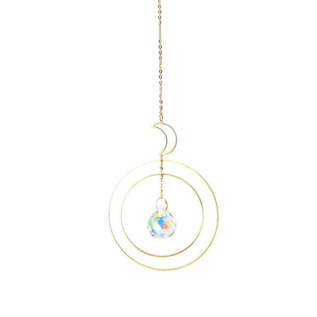 Hanging Sun Catcher Moon Light With Chain Pendant Ornament Crystal Balls Catcher Wind-chime Rainbow Maker Crystal Hanging Window Curtain Chandelier Outdoor Garden Home Decor Christmas Day Party Wedding Decoration