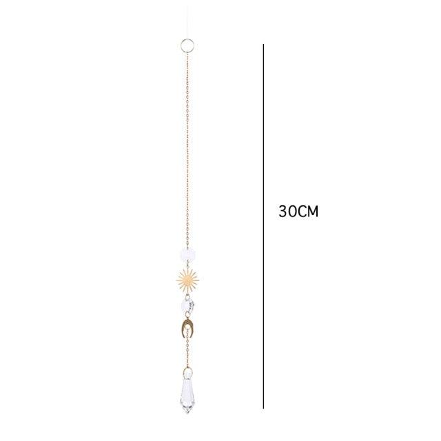 Hanging Sun Catcher Moon Light With Chain Pendant Ornament Crystal Balls Catcher Wind-chime Rainbow Maker Crystal Hanging Window Curtain Chandelier Outdoor Garden Home Decor Christmas Day Party Wedding Decoration