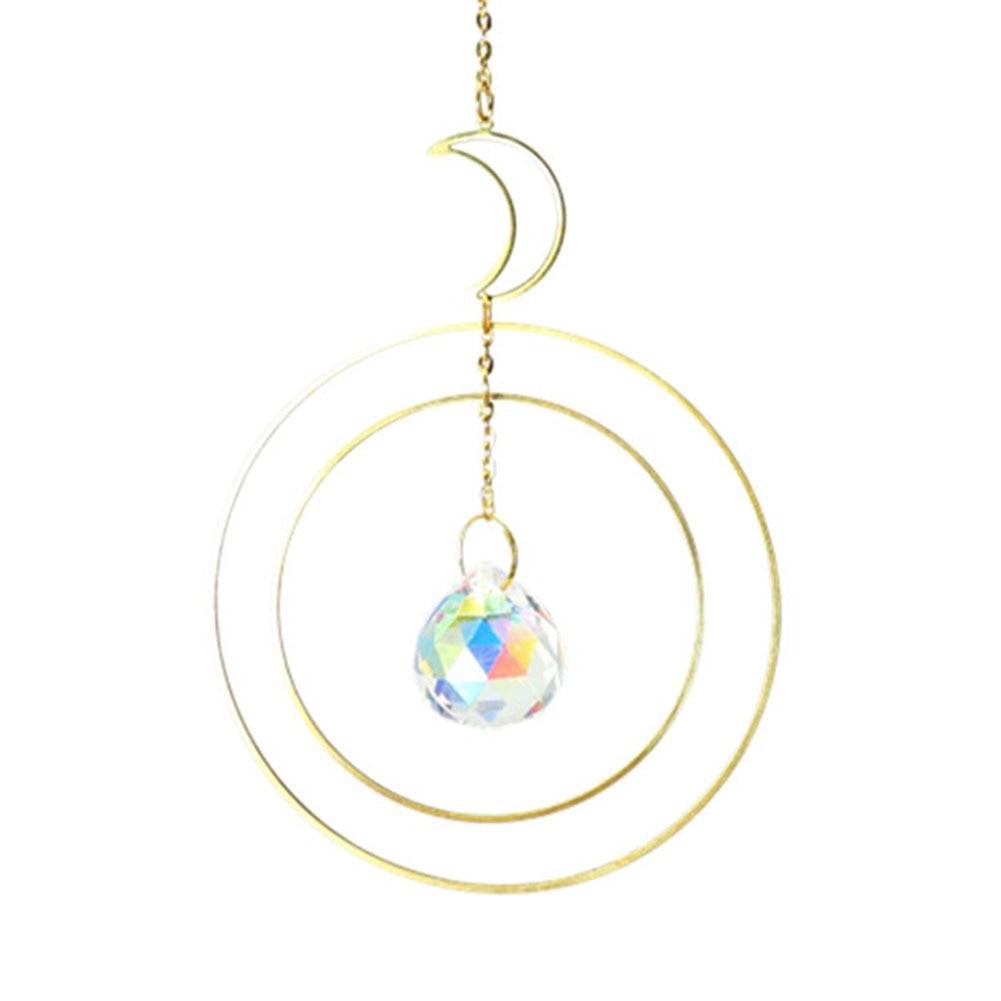 Hanging Sun Catcher Moon Light With Chain Pendant Ornament Crystal Balls Catcher Wind-chime Rainbow Maker Crystal Hanging Window Curtain Chandelier Outdoor Garden Home Decor Christmas Day Party Wedding Decoration