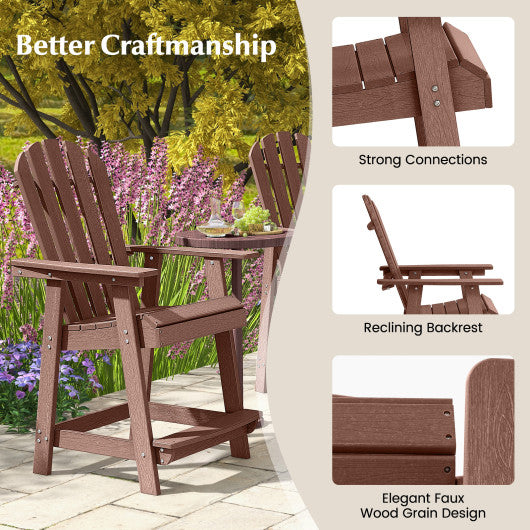 HDPE Patio Chair with Armrest and Footrest for Indoor Outdoor-Coffee