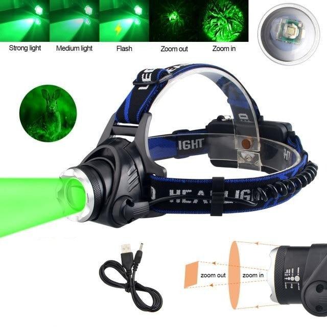 Headlamp Flashlight USB LED Head Rechargeable Light Waterproof Green/Red/UV 395nm Zoomable Headlamp Flashlight Light Outdoor Waterproof Headlight Led Head Lamp 3 Modes Torch For Camping Hiking Fishing