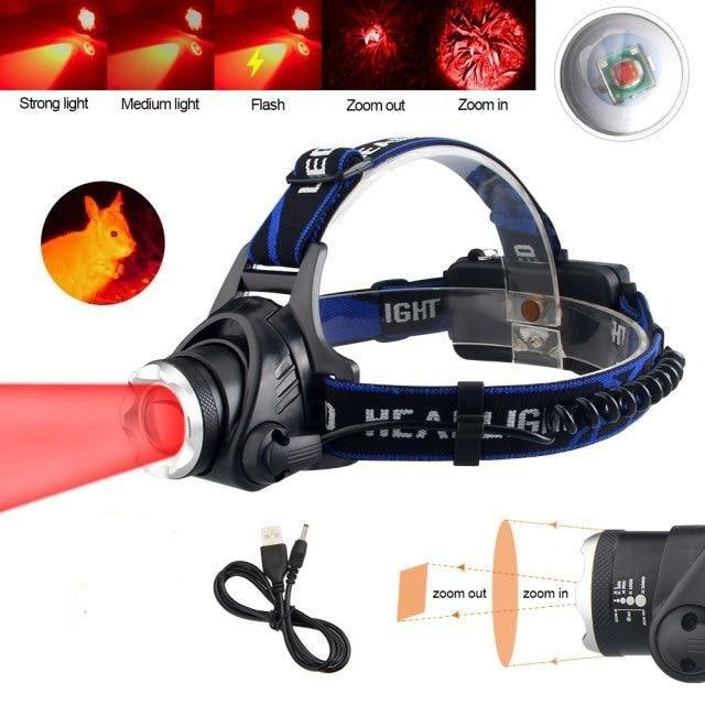 Headlamp Flashlight USB LED Head Rechargeable Light Waterproof Green/Red/UV 395nm Zoomable Headlamp Flashlight Light Outdoor Waterproof Headlight Led Head Lamp 3 Modes Torch For Camping Hiking Fishing
