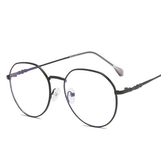 Hexagonal Eyeglasses Frame Anti Blue Ray Glasses Black Stylish Attraction Anti Blue Light Blocking Glasses For Men & Women Computer Radiation Protection Goggle Clear Lens Eyeglasses Plain Mirror For Unisex Eyewear