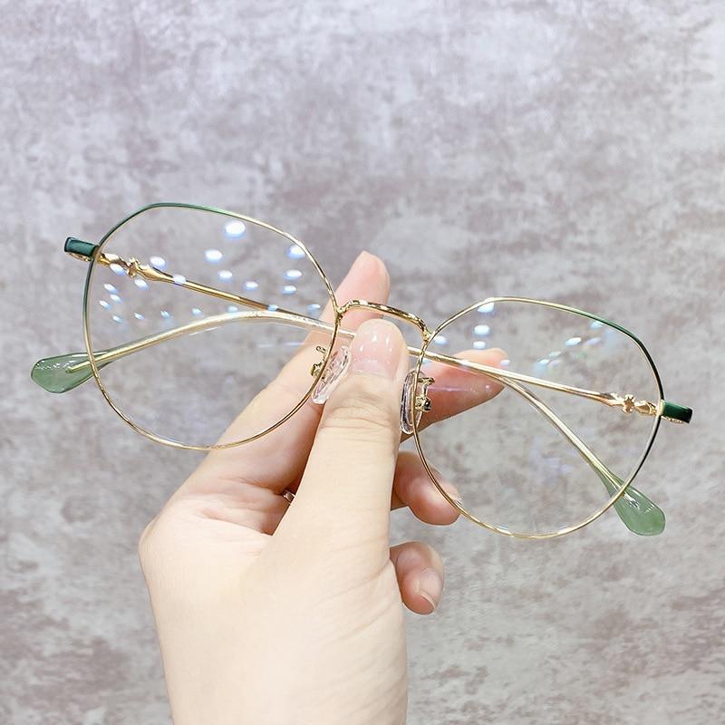 Hexagonal Eyeglasses Frame Anti Blue Ray Glasses Black Stylish Attraction Anti Blue Light Blocking Glasses For Men & Women Computer Radiation Protection Goggle Clear Lens Eyeglasses Plain Mirror For Unisex Eyewear