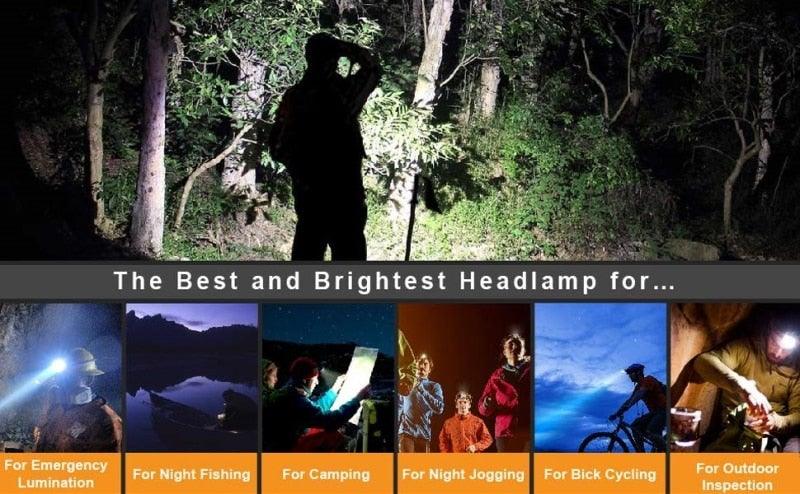 High Lumen Ultra Bright Powerful Rechargeable LED Headlamp USB Head Lamp 7 LED Headlight Head Flashlight Waterproof Flashlight Head Torch For Outdoor Camping Cycling Running Fishing