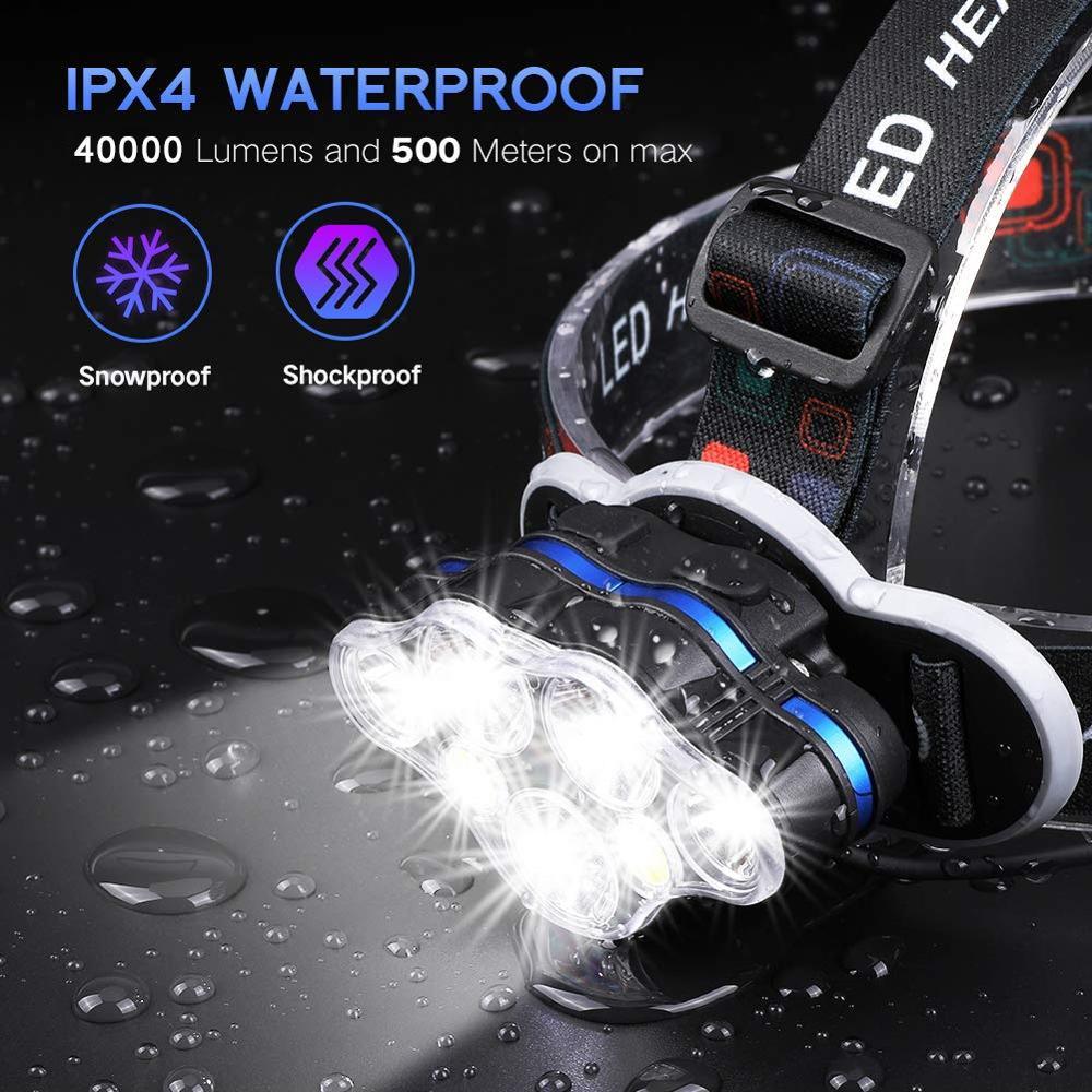 High Lumen Ultra Bright Powerful Rechargeable LED Headlamp USB Head Lamp 7 LED Headlight Head Flashlight Waterproof Flashlight Head Torch For Outdoor Camping Cycling Running Fishing