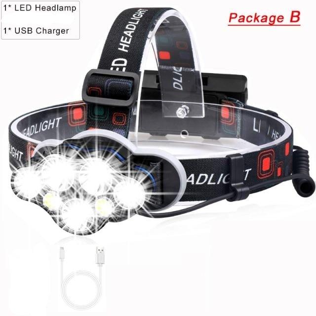 High Lumen Ultra Bright Powerful Rechargeable LED Headlamp USB Head Lamp 7 LED Headlight Head Flashlight Waterproof Flashlight Head Torch For Outdoor Camping Cycling Running Fishing