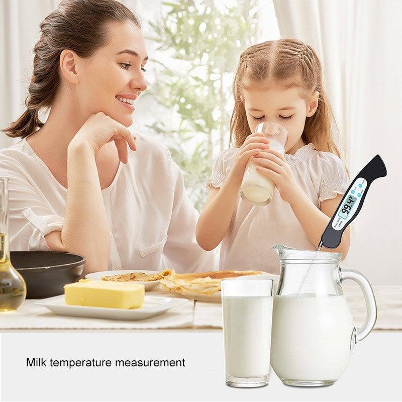High Quality Foldable Food Thermometer Probe Digital BBQ Meat Kitchen Thermometer Instant Read Meat Thermometer With 4.6” Folding Probe Backlight & Calibration Function For Cooking Food Candy BBQ Grill Liquids Beef Liquid Water Oil Temperature Gauge