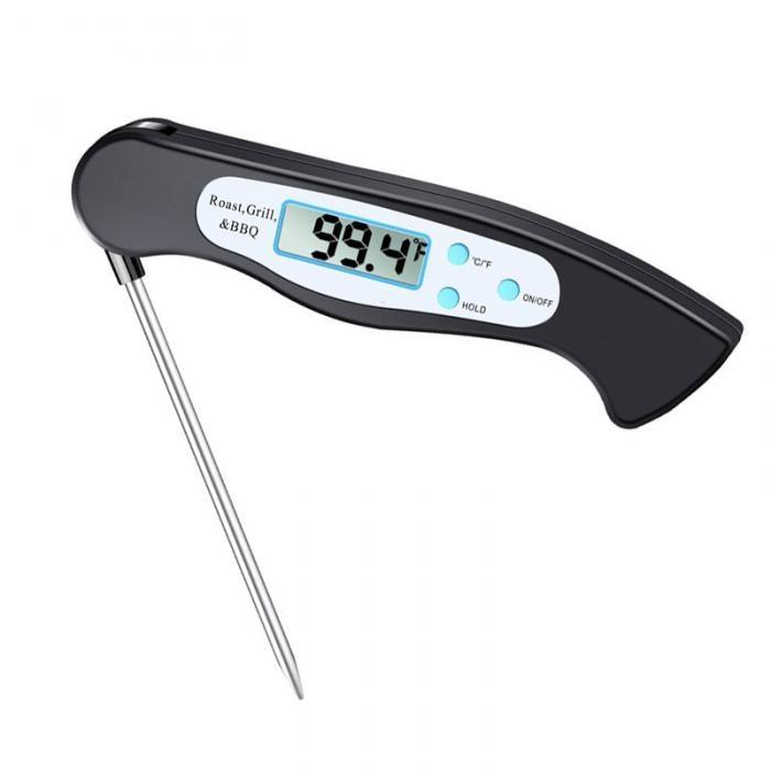 High Quality Foldable Food Thermometer Probe Digital BBQ Meat Kitchen Thermometer Instant Read Meat Thermometer With 4.6” Folding Probe Backlight & Calibration Function For Cooking Food Candy BBQ Grill Liquids Beef Liquid Water Oil Temperature Gauge
