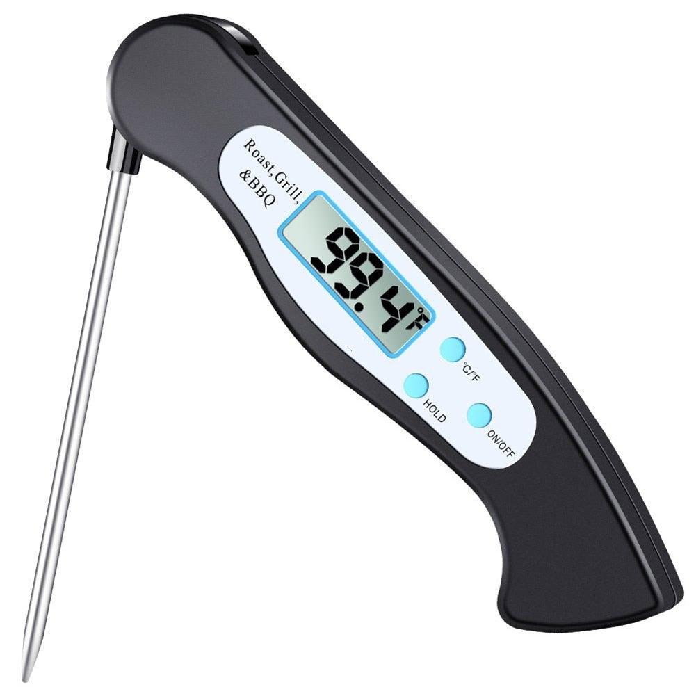 High Quality Foldable Food Thermometer Probe Digital BBQ Meat Kitchen Thermometer Instant Read Meat Thermometer With 4.6” Folding Probe Backlight & Calibration Function For Cooking Food Candy BBQ Grill Liquids Beef Liquid Water Oil Temperature Gauge
