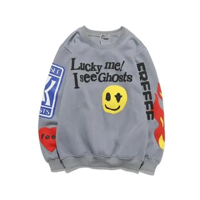Hip-Hop Printed Sweatshirts Men High Pullovers Couple Street Casual Sweatshirts Letter Print Men Women Sweatshirt Stylish Printed Cool Design Warm Winter Sweatshirt For Men Women