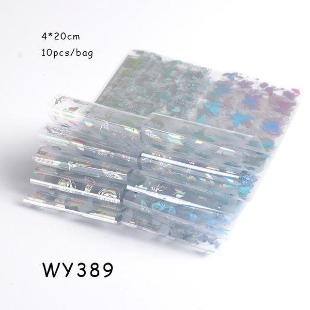 Holographic Nail Foil Transfer Set Sticker Decal Nail Art Foils Designer Marble Nail Decoration Sliders Wraps Manicure Women Kids Girls Manicure Decoration Nail Art Supplies 3D Self-Adhesive Nail Decals Designer Nail Stickers for Acrylic Nails