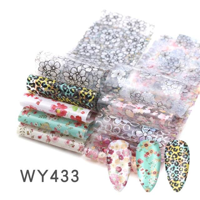 Holographic Nail Foil Transfer Set Sticker Decal Nail Art Foils Designer Marble Nail Decoration Sliders Wraps Manicure Women Kids Girls Manicure Decoration Nail Art Supplies 3D Self-Adhesive Nail Decals Designer Nail Stickers for Acrylic Nails