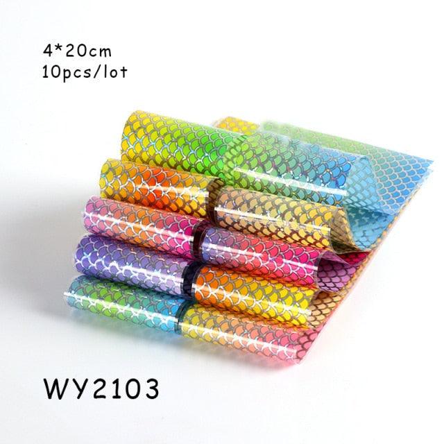 Holographic Nail Foil Transfer Set Sticker Decal Nail Art Foils Designer Marble Nail Decoration Sliders Wraps Manicure Women Kids Girls Manicure Decoration Nail Art Supplies 3D Self-Adhesive Nail Decals Designer Nail Stickers for Acrylic Nails