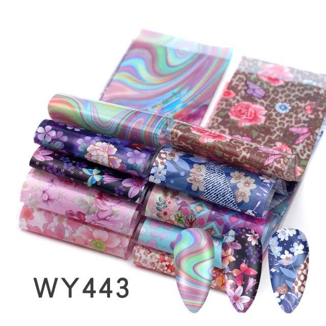 Holographic Nail Foil Transfer Set Sticker Decal Nail Art Foils Designer Marble Nail Decoration Sliders Wraps Manicure Women Kids Girls Manicure Decoration Nail Art Supplies 3D Self-Adhesive Nail Decals Designer Nail Stickers for Acrylic Nails