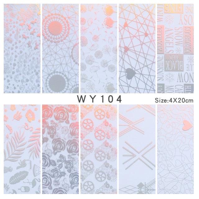 Holographic Nail Foil Transfer Set Sticker Decal Nail Art Foils Designer Marble Nail Decoration Sliders Wraps Manicure Women Kids Girls Manicure Decoration Nail Art Supplies 3D Self-Adhesive Nail Decals Designer Nail Stickers for Acrylic Nails