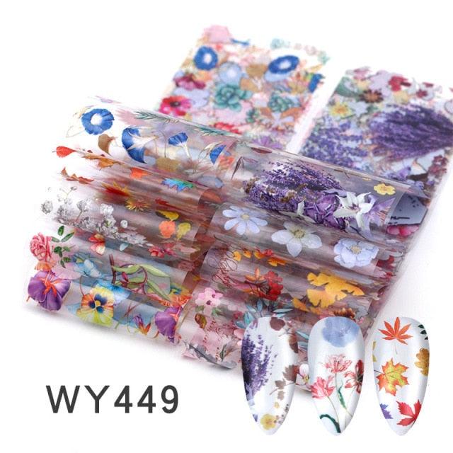 Holographic Nail Foil Transfer Set Sticker Decal Nail Art Foils Designer Marble Nail Decoration Sliders Wraps Manicure Women Kids Girls Manicure Decoration Nail Art Supplies 3D Self-Adhesive Nail Decals Designer Nail Stickers for Acrylic Nails