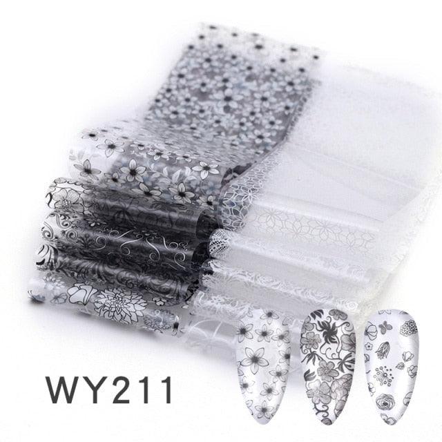 Holographic Nail Foil Transfer Set Sticker Decal Nail Art Foils Designer Marble Nail Decoration Sliders Wraps Manicure Women Kids Girls Manicure Decoration Nail Art Supplies 3D Self-Adhesive Nail Decals Designer Nail Stickers for Acrylic Nails