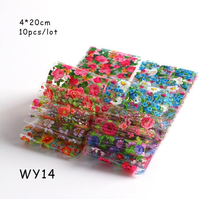 Holographic Nail Foil Transfer Set Sticker Decal Nail Art Foils Designer Marble Nail Decoration Sliders Wraps Manicure Women Kids Girls Manicure Decoration Nail Art Supplies 3D Self-Adhesive Nail Decals Designer Nail Stickers for Acrylic Nails