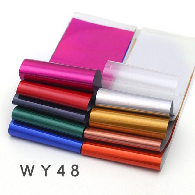 Holographic Nail Foil Transfer Set Sticker Decal Nail Art Foils Designer Marble Nail Decoration Sliders Wraps Manicure Women Kids Girls Manicure Decoration Nail Art Supplies 3D Self-Adhesive Nail Decals Designer Nail Stickers for Acrylic Nails