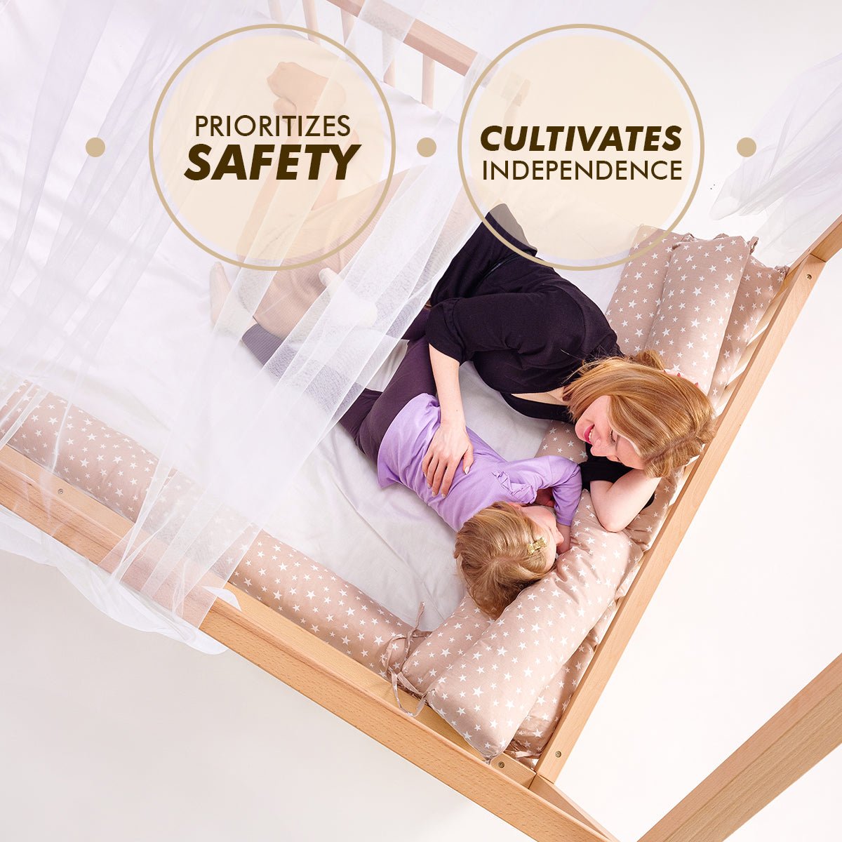 Montessori House Bed for Kids with Fence