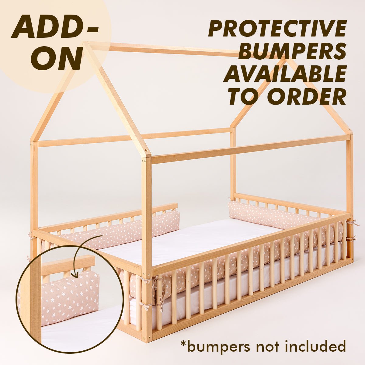 Montessori House Bed for Kids with Fence
