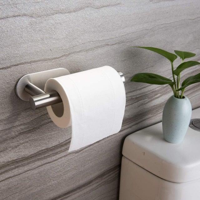 Household Toilet Roll Holder Self Adhesive Toilet Paper Holder For Bathroom Stick On Wall Stainless Steel Toilet Paper Racks Toilet Paper Holder Self Adhesive Bathroom Paper Towel Roll Holder Wall Mount