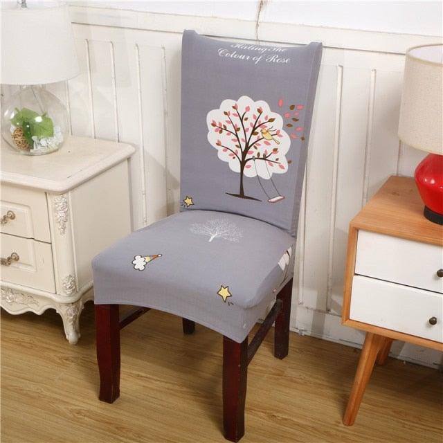 Housmife Printed Stretch Chair Cover Big Elastic Seat Chair Covers Slipcovers Restaurant Banquet Home Dining Party Decoration Stretch Spandex Removable Washable Anti-dust Seat Slipcover Protector for Hotel Office Ceremony Banquet