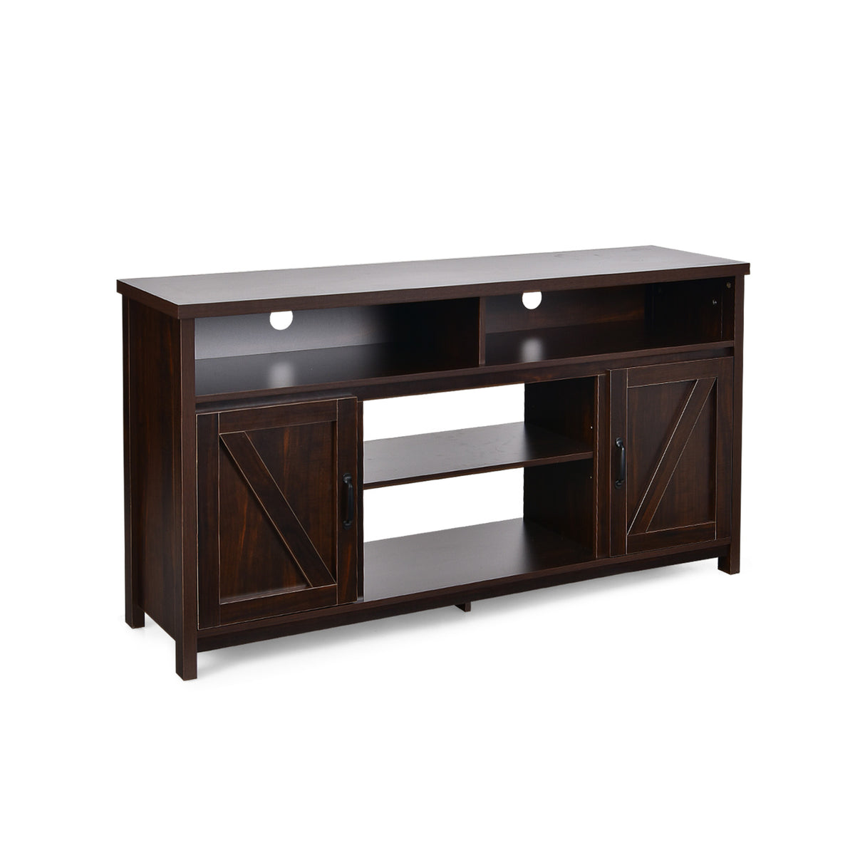 59 Inch TV Stand Media Center Console Cabinet with Barn Door for TV's 65 Inch-Black
