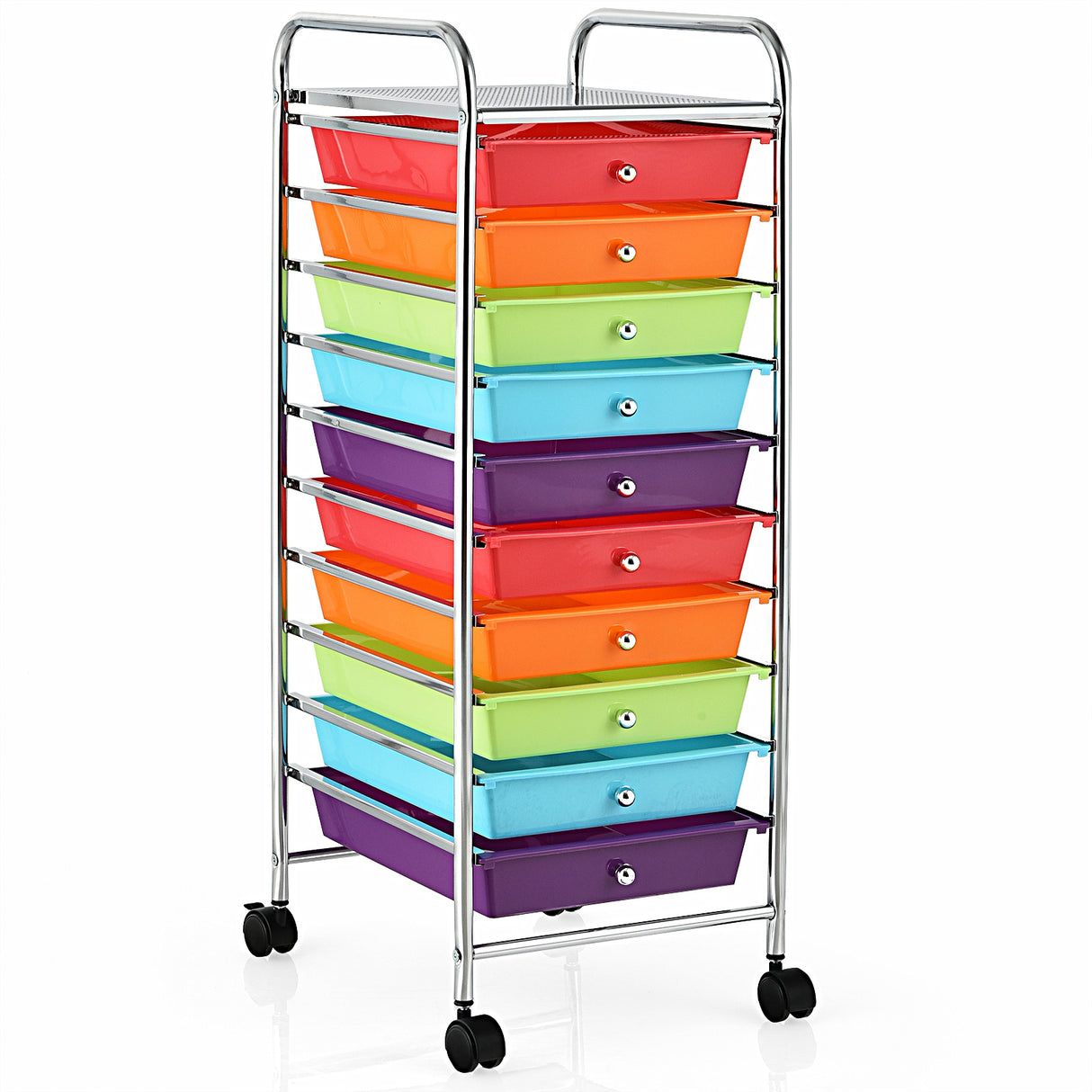 10 Drawer Rolling Storage Cart Organizer with 4 Universal Casters-Clear