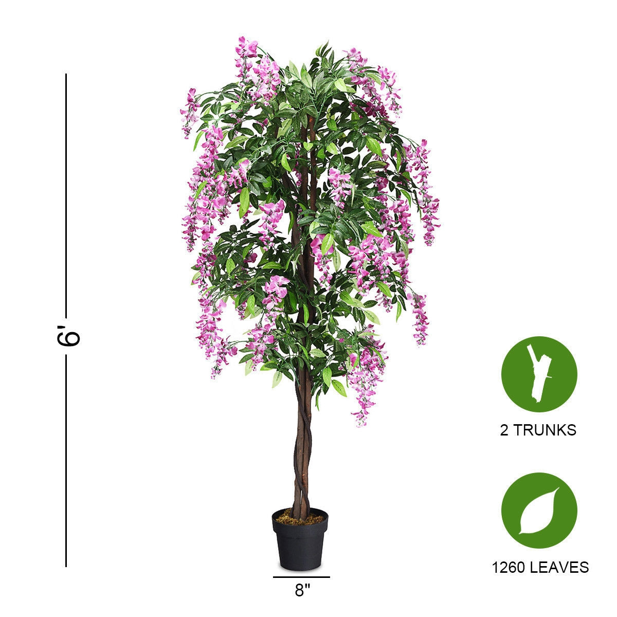 6-Feet Artificial Wisteria Silk Indoor-Outdoor Tree-1pieces