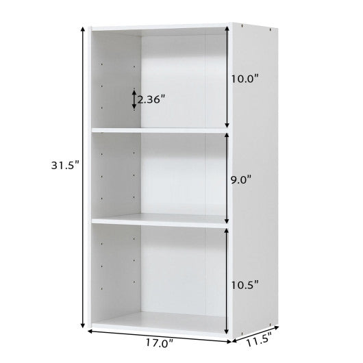 3 Open Shelf Bookcase Modern Storage Display Cabinet-White