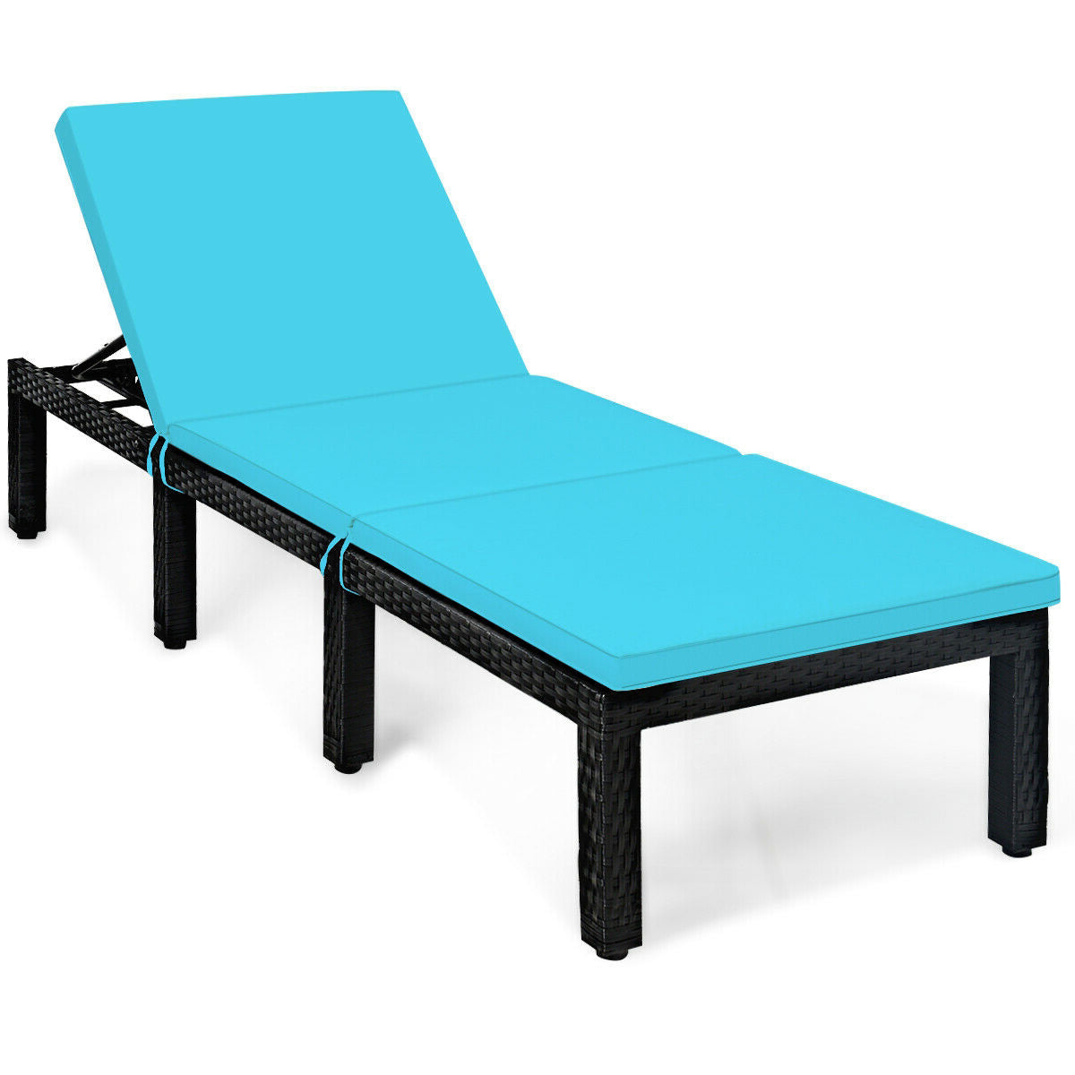 Patio Rattan Lounge Chair Chaise Couch Cushioned Height Adjustable-White