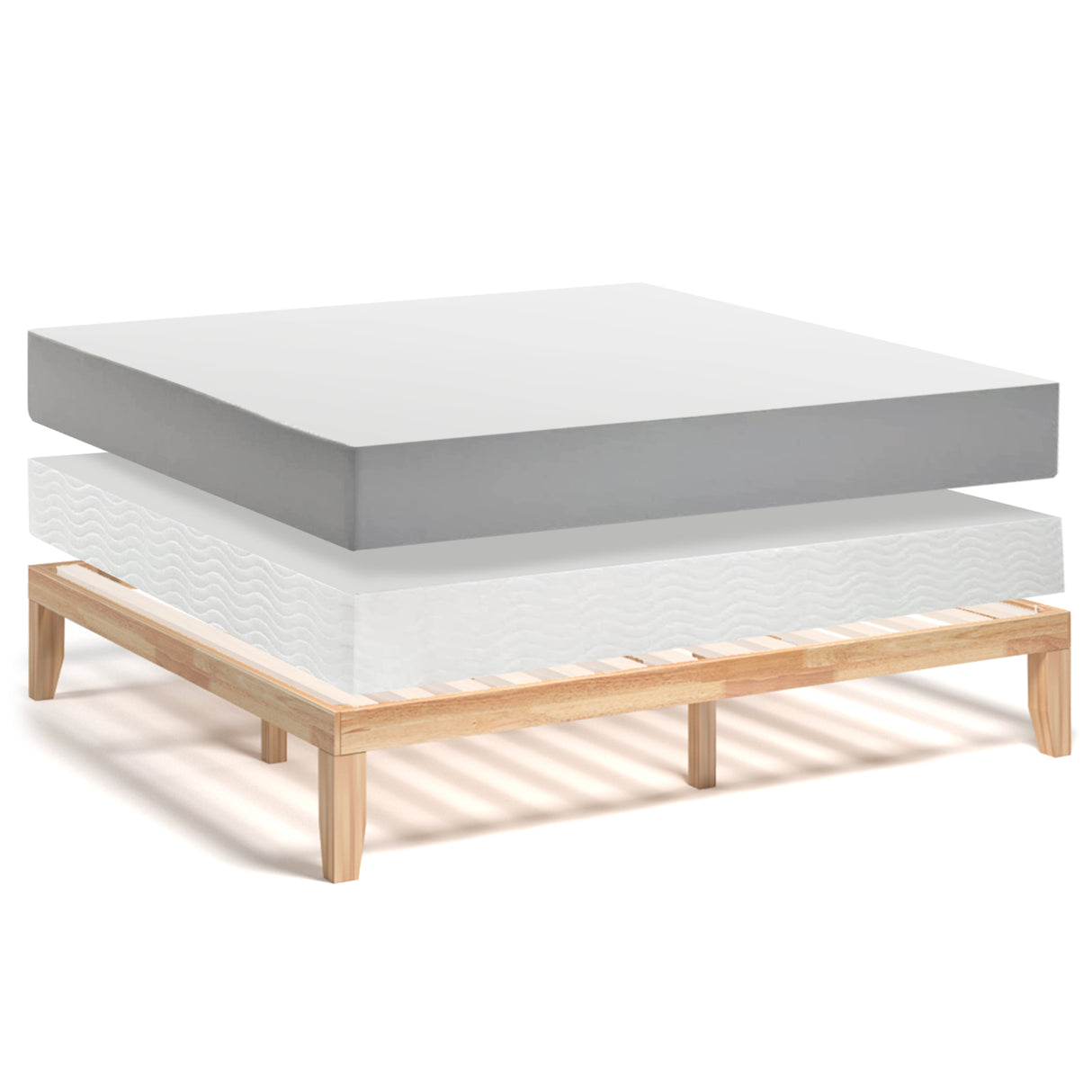 14 Inch King Size Wood Platform Bed Frame-Brown