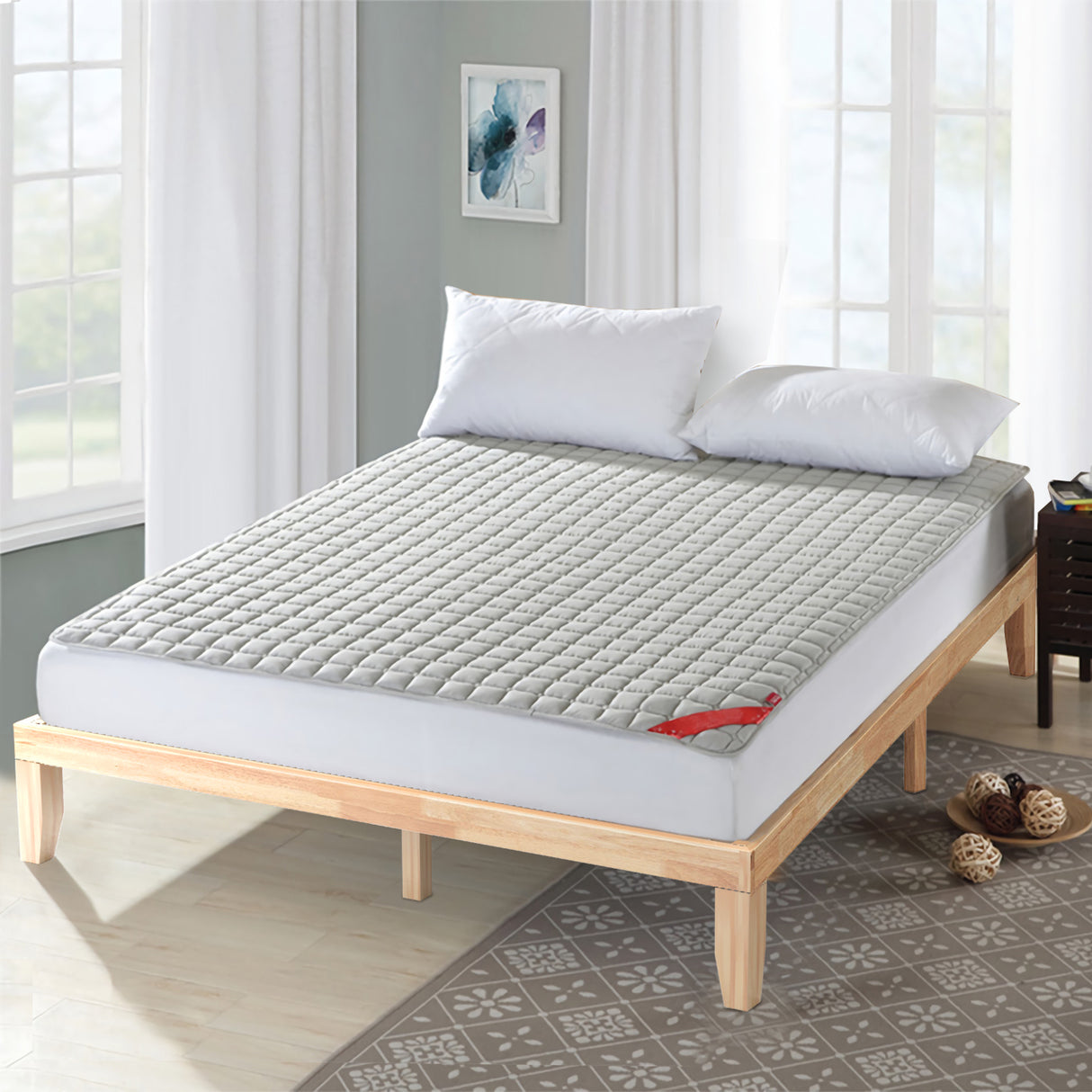 14 Inch King Size Wood Platform Bed Frame-Brown