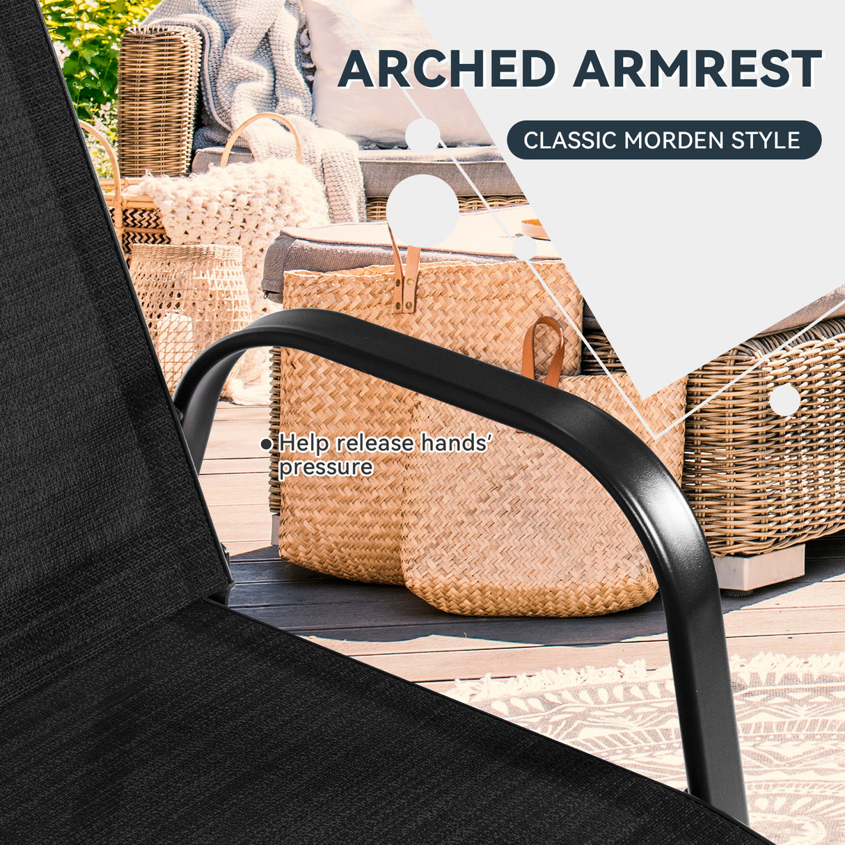 2 Pcs Patio Chairs Outdoor Dining Chair with Armrest-Brown