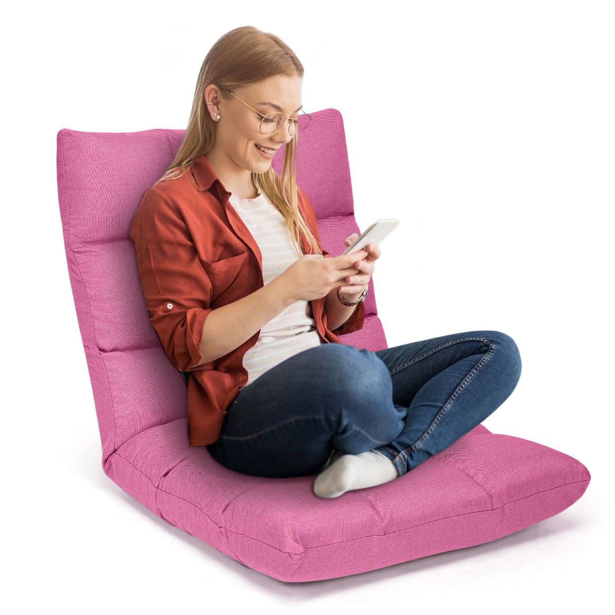 14-Position Adjustable Folding Lazy Gaming Sofa-Blue