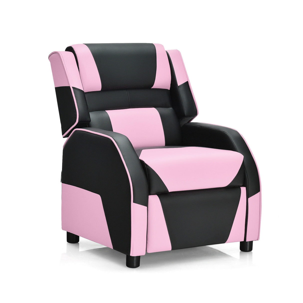 Kids Youth PU Leather Gaming Sofa Recliner with Headrest and Footrest-Red