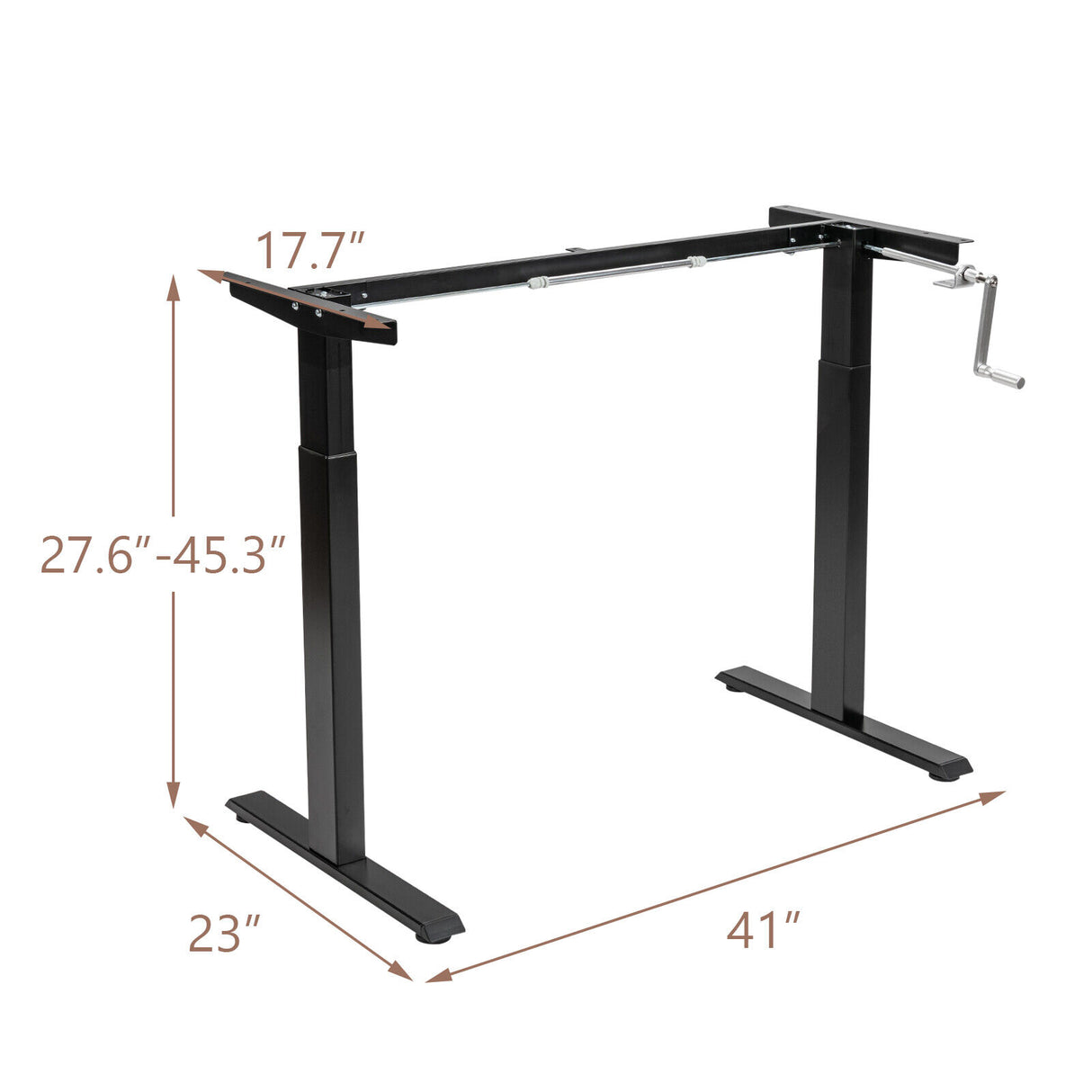 Hand Crank Sit to Stand Desk Frame Height Adjustable Standing Base-Black