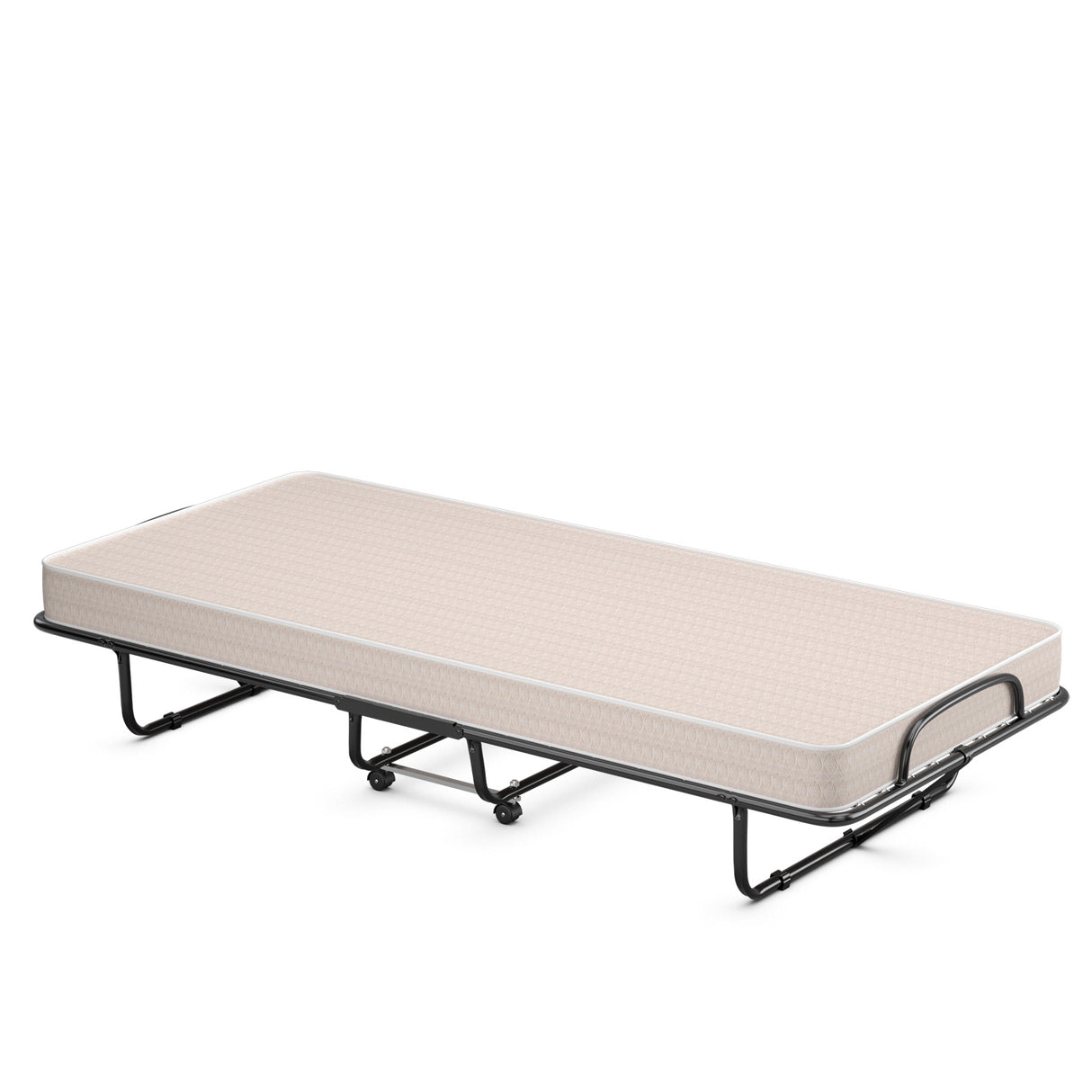 Rollaway Guest Bed with Sturdy Steel Frame and Memory Foam Mattress Made in Italy-Navy