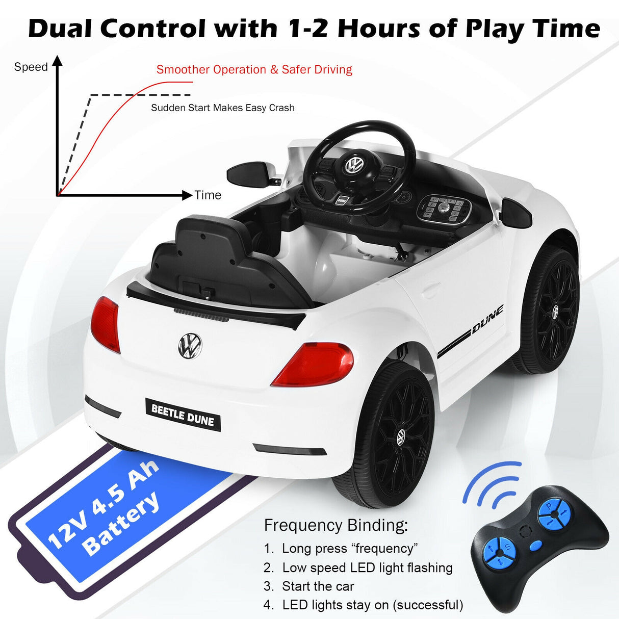 Volkswagen Beetle Kids Electric Ride On Car with Remote Control-Pink