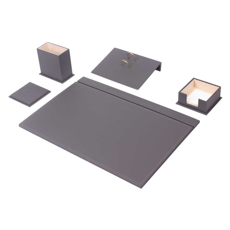 MOOG Leather Desk Set-5 Accessories -Brown- 5 PCS