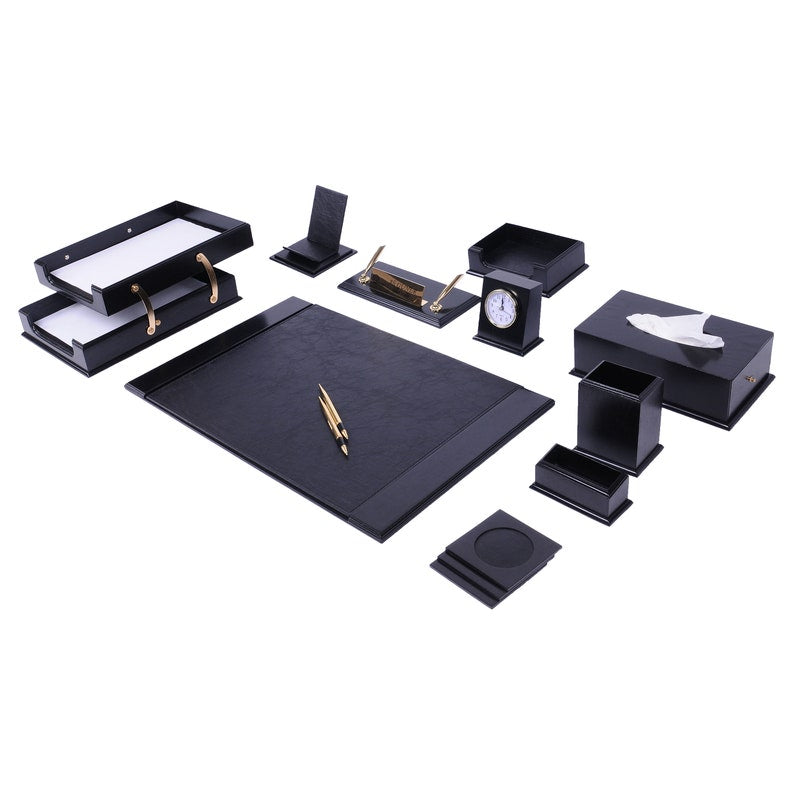 MOOG Prestige Wood Desk Set - Black - 12PCS