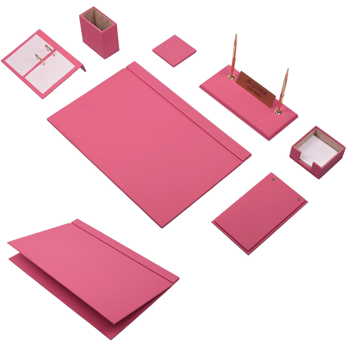 MOOG Leather Desk Set -Red - 9 PCS